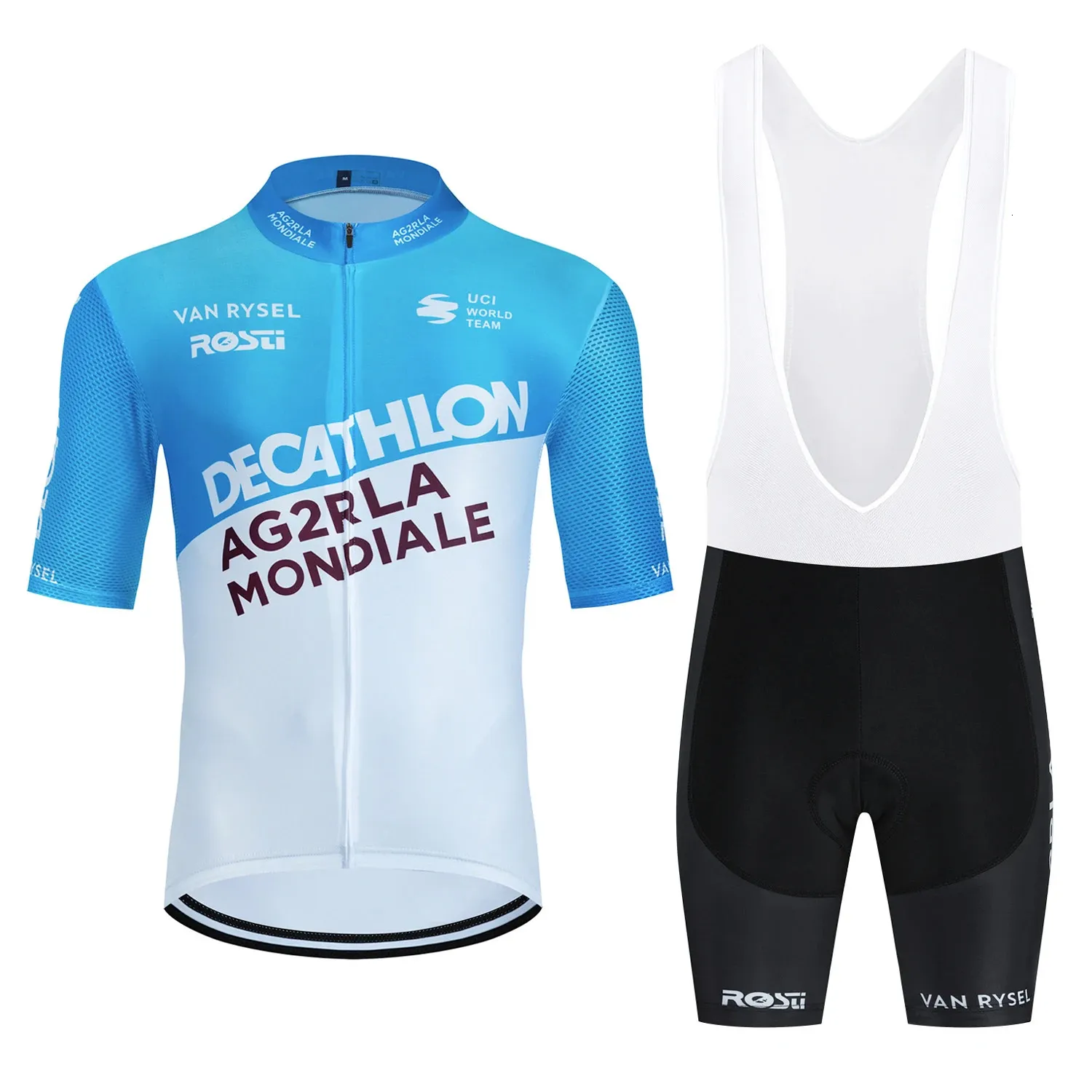 Tour Italia Cycling Set AG2R ROSTI Team Bike Jersey Shorts Ropa Ciclismo Quick Dry Riding Maillot Clothing 240311