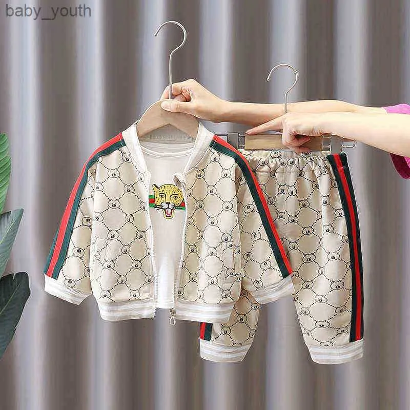 Trainingsanzüge für Bebe Jungen Kleinkind Casual Sets Baby Jungen Kleidung Sets Frühling Herbst Neugeborenen Mode Baumwolle Mäntel + tops + hosen 3 stücke Y220310