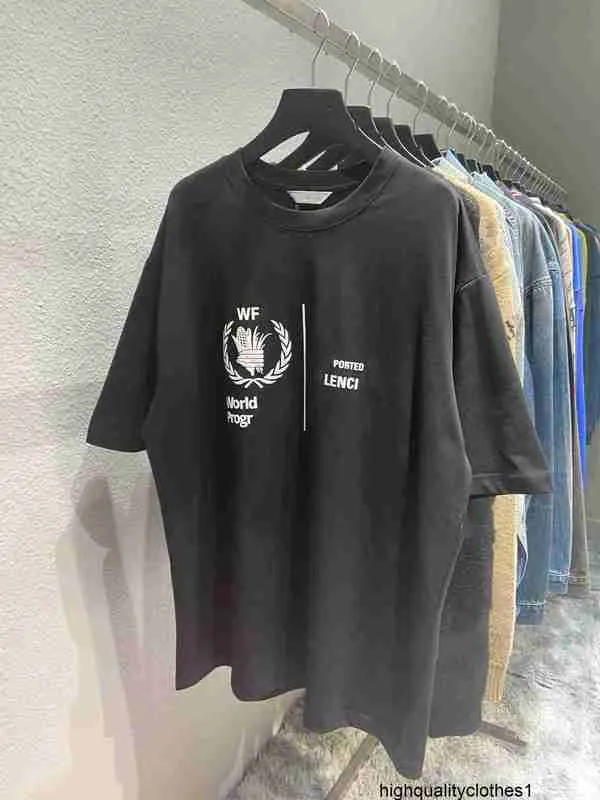 Designer Ins 21ss primavera ed estate amanti della stampa di lettere a grana mondiale OS T-shirt casual a maniche corte Tee IL5P