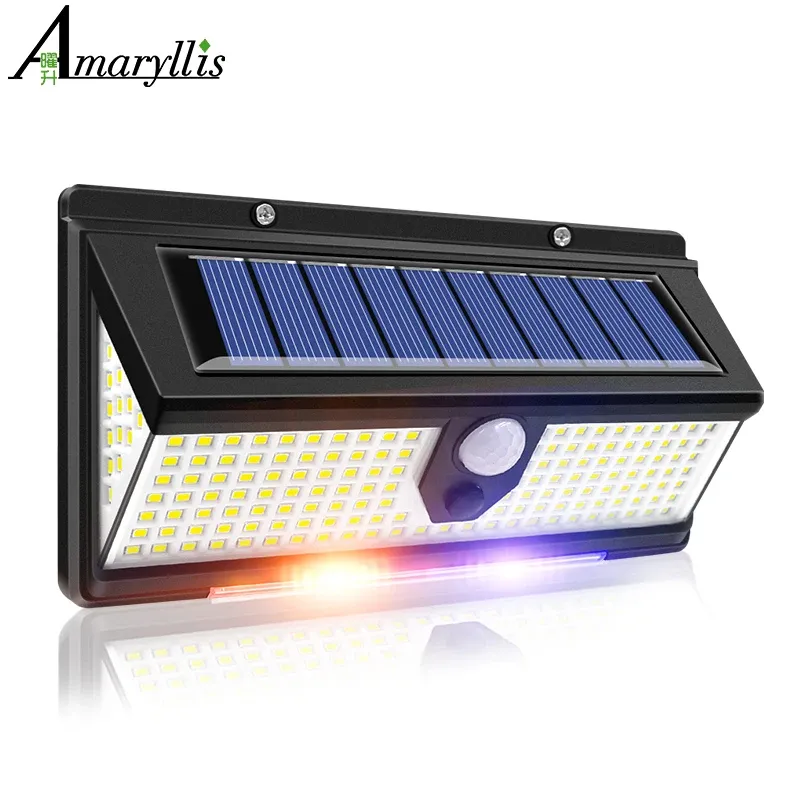 Decorations solar led light outdoor garden decoration 190led Lights With 4 working mode IP65 waterproof Solar Motion Sensor Wall Lamps