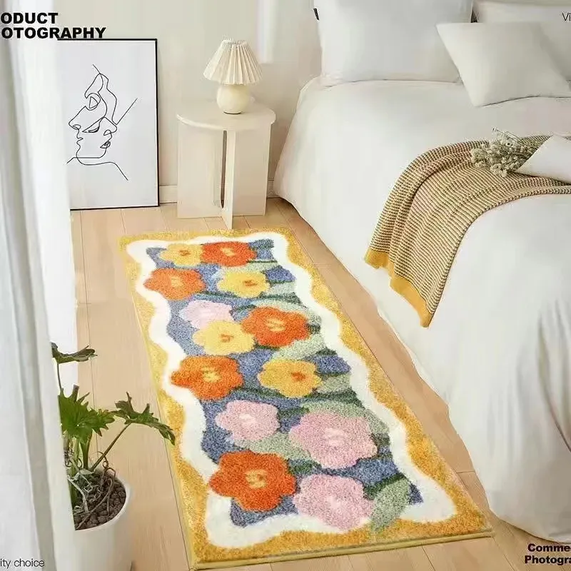 Cute Bedside Rugs INS Fluffy Soft Bedroom Carpet Cute Childrens Bedside Rug Kids Room Non ...