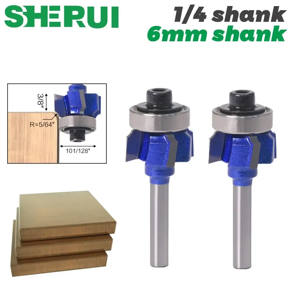 Joiners 1pc 6mm Shank 1/4" Shank High Quality Woodworking Milling Cutter R1mm R2mm R3mm Trimming Knife Edge Trimmer 4 Teeth Wood Router