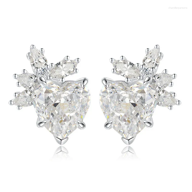Ohrstecker, S925-Silber, kohlenstoffreicher Diamant, ein Karat, herzförmig, Liebe, klassischer, vielseitiger Ohrring-Schmuck