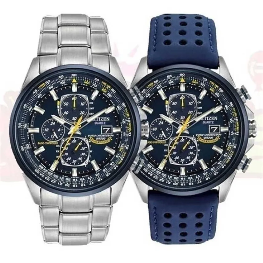 Luxury Wate Proof Quartz Watches Business Casual Steel Band Watch Men's Blue Angels World Chronograph Wristwatch 2201131656