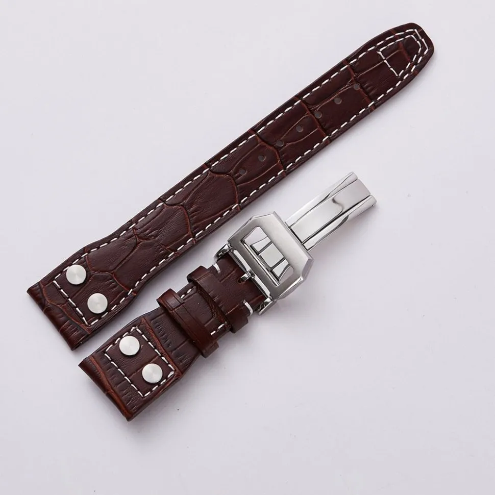 Whole Genuine Calf Leather Watch Strap with Buckle Clasp Men's Watches Band for Fit IWC Bracelet 20mm 22mm323W
