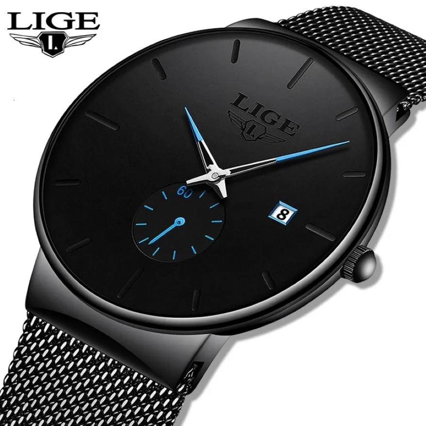 LIGE hommes montres haut de gamme marque hommes mode affaires montre décontracté analogique Quartz montre-bracelet étanche horloge Relogio Masculino C217H