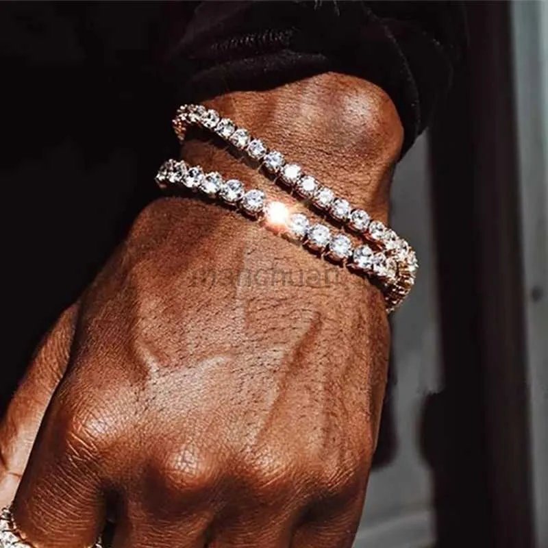 Chain Hip Hop Iced Out 3/4/5mm Crystal Mens Tennis Armband Fashion Punk Zirconia Mens Chain Street Jewelry 240325