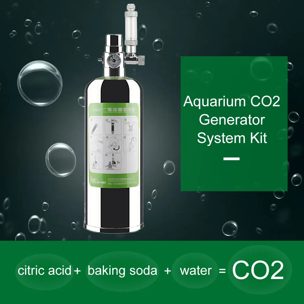 Ausrüstung Aquarium CO2-Generatorsystem-Kit CO2-Edelstahl-Zylindergeneratorsystem Kohlendioxid-Reaktor-Kit für Pflanzenaquarium