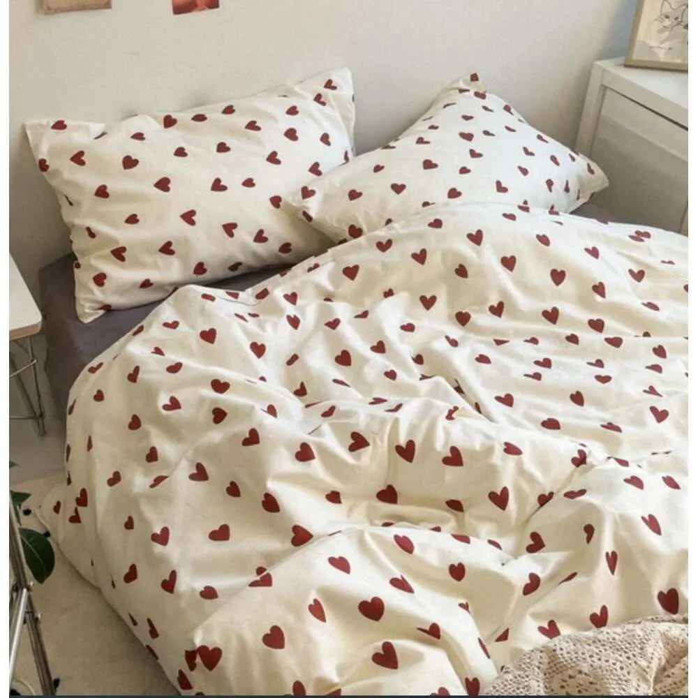 Ins Heart – ensemble de housse de couette, sans remplissage, drap plat, taies d'oreiller, Style coréen, motif Floral, simple, Double, pleine taille, linge de lit doux pour filles et garçons