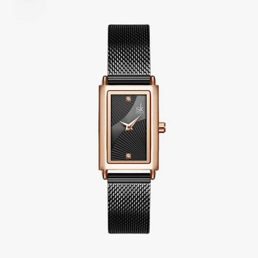 SHENGKE Simple Style Quartz Wristwatch Stainless Steel Gold Silver Watchband 001 High Quality Watches Stainless Steel Hidden Clasp248s