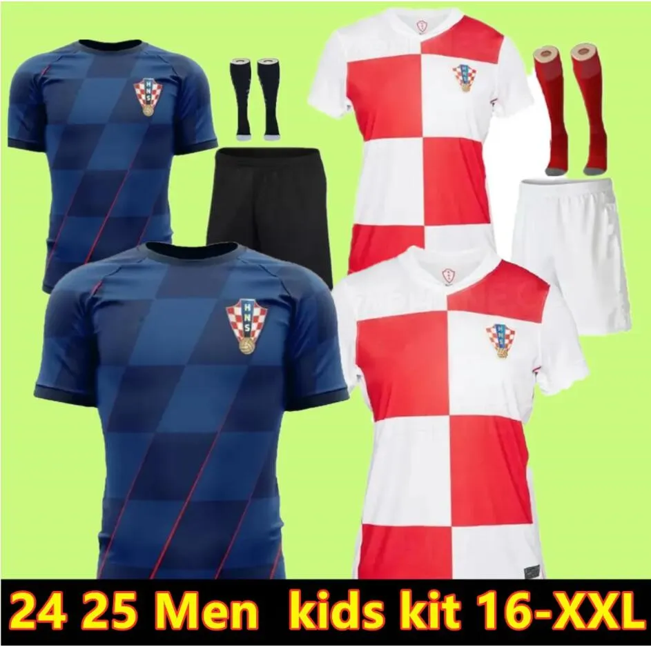 Croácia Futebol Jersey 2024 Euro Cup Novo 2025 Croatie National Team 24 25 Camisa de Futebol Masculino Kit Infantil Conjunto Home Branco Fora Azul Masculino Uniforme MODRIC KOVACIC PASALIC PERISIC