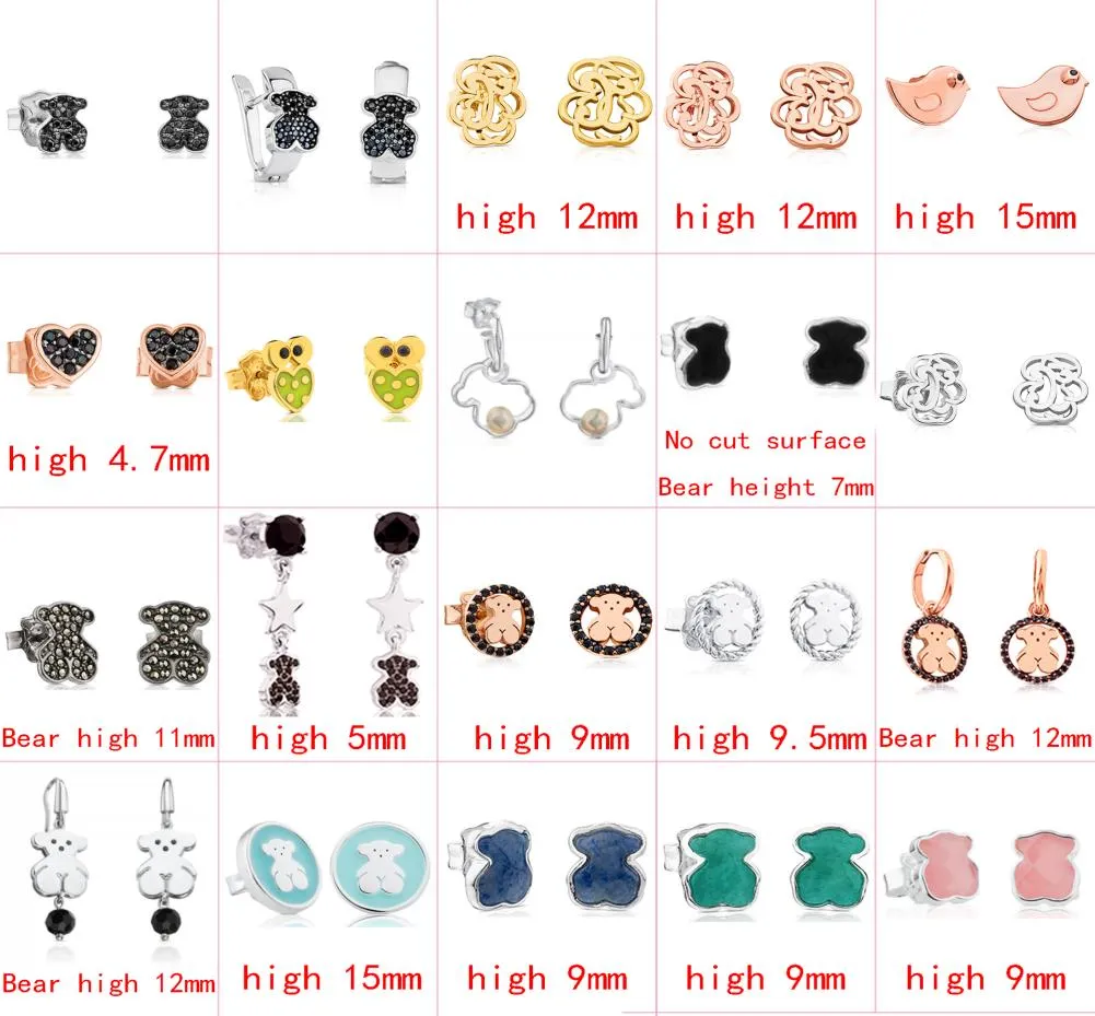 2021 100 925 sterling silver bear earrings fashion classic perforated earrings jewelry manufacturer whole1568490