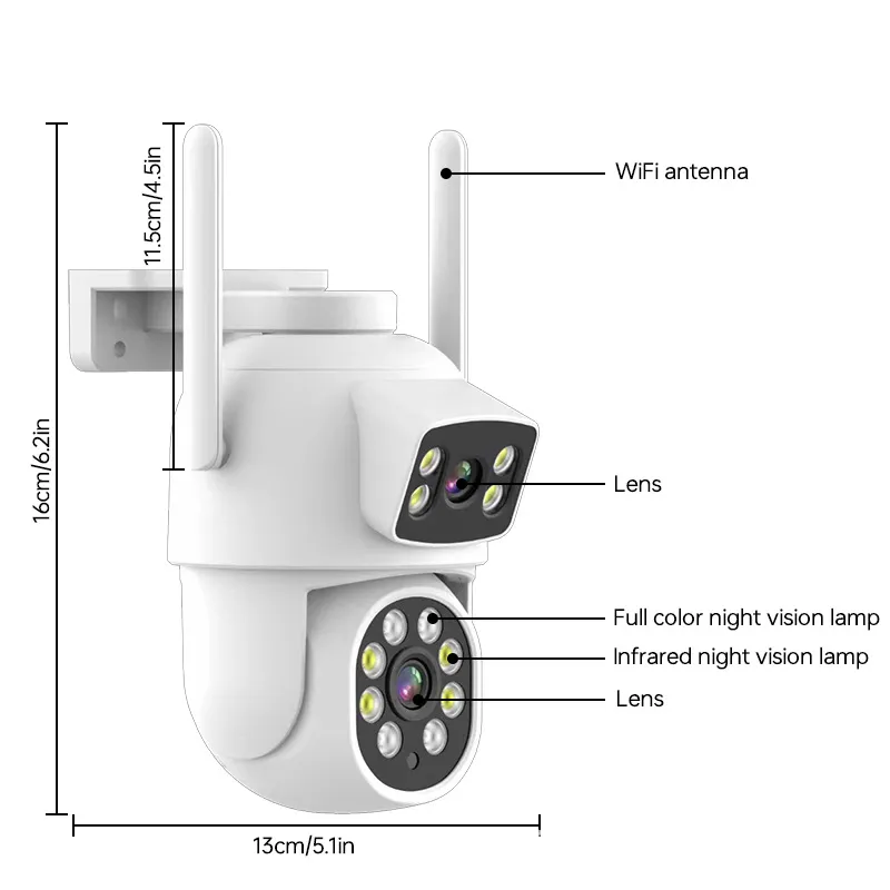 4K 8MP Dual Lens Security Camera - Outdoor PTZ WiFi Camera with Dual ...