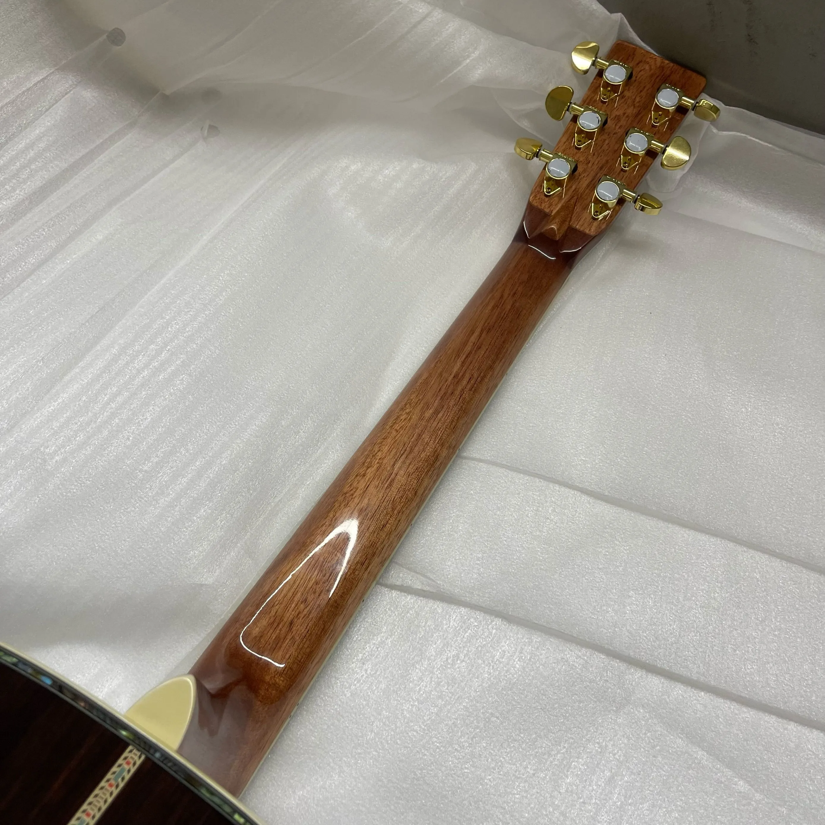 En stock nouveauté 41 # guitare acoustique électrique véritable ormeau la fleur de vie incrustation touche/pont en bois massif ébène, écrou en os/selle en naturel 202402