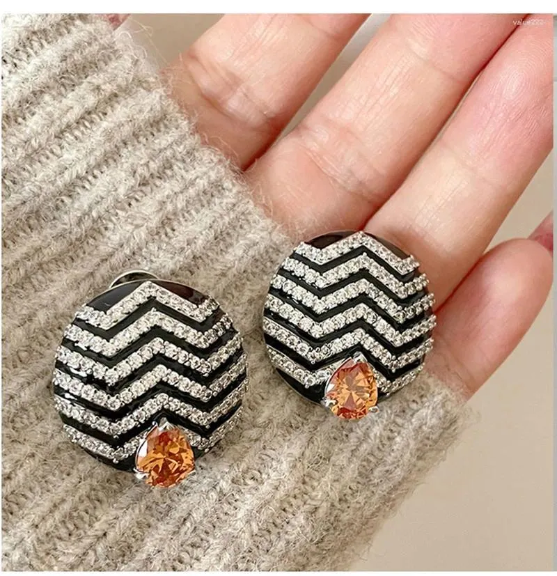 Boucles d'oreilles Vintage avec boucle noire, bijoux ronds uniques et élégants pour femmes