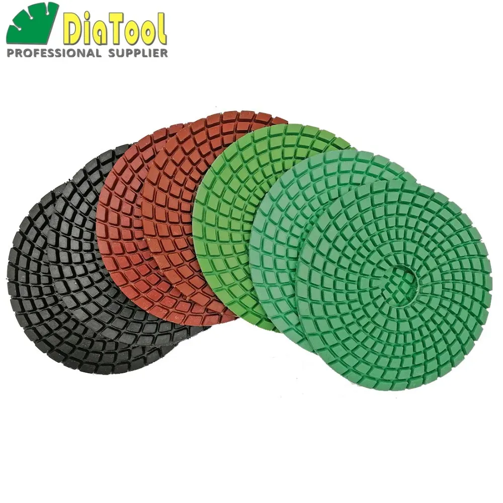 Tang Shdiatool 7 unids/set diámetro 4 "/100mm almohadillas de pulido profesionales discos de lijado de granito de mármol almohadilla pulidora disco de pulido de piedra