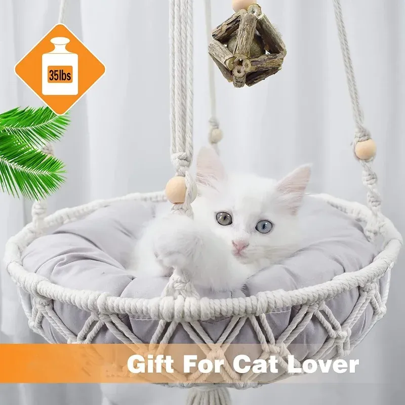 Tappetini Grande Macrame Amaca per gatti Macrame Altalena appesa Gatto Letto per cani Cestino Accessori per animali domestici Accessori per gatti Articoli per animali domestici