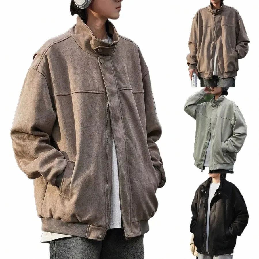 2023 New American Vintage giacca da aviatore oversize Fi casual cappotto in pelle scamosciata primavera e autunno cappotto da lavoro da uomo streetwear 46j1 #