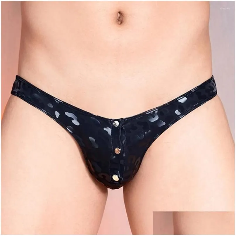 Sous-pants y hommes Low Rise Tempation fausse cuir Briefes réglables PAUTES BONGS BOTTONS SOUS-WEART STOUR LINGERIE SM MAL MALLE DEL OTPIL