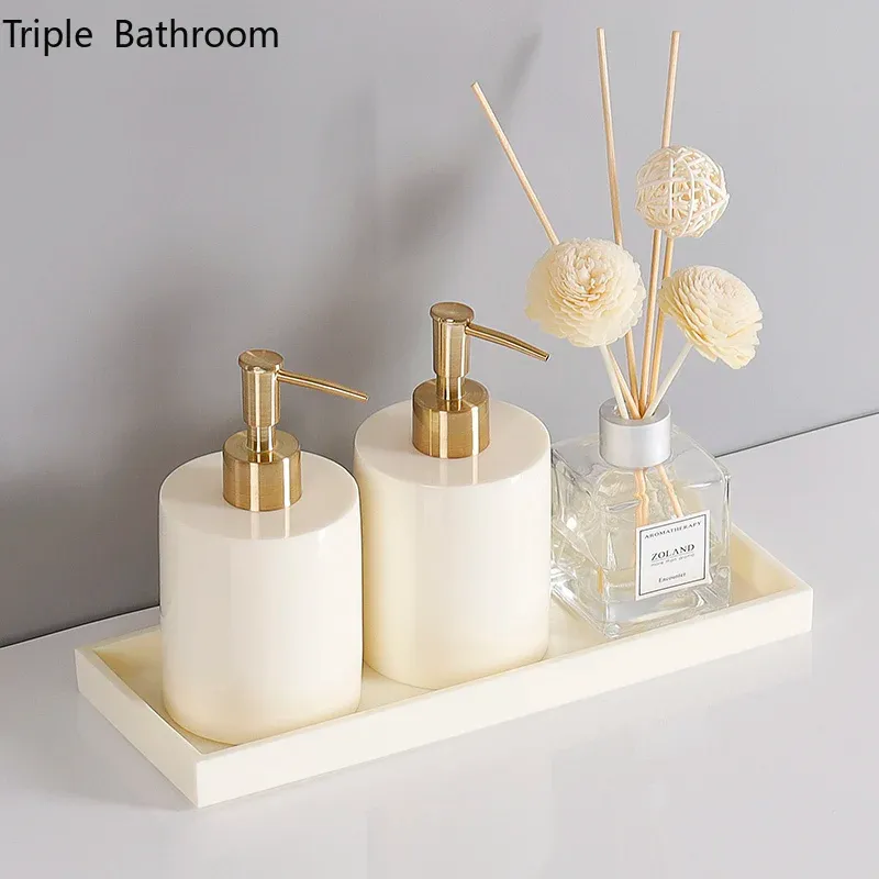 Sets 1 st Nordic Badkamer Accessoires Set Hars Vloeibare Zeep Fles Shampoo Dispenser Tissue Box Lade Wassen Gereedschap Toilet Organizer