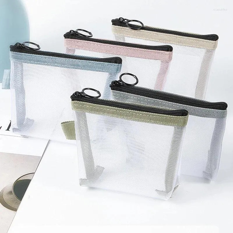 Storage Bags Student Stationery Pencil Case Transparent Coin Purse ID Holder Key Earphone Bag Small Makeup Pouch