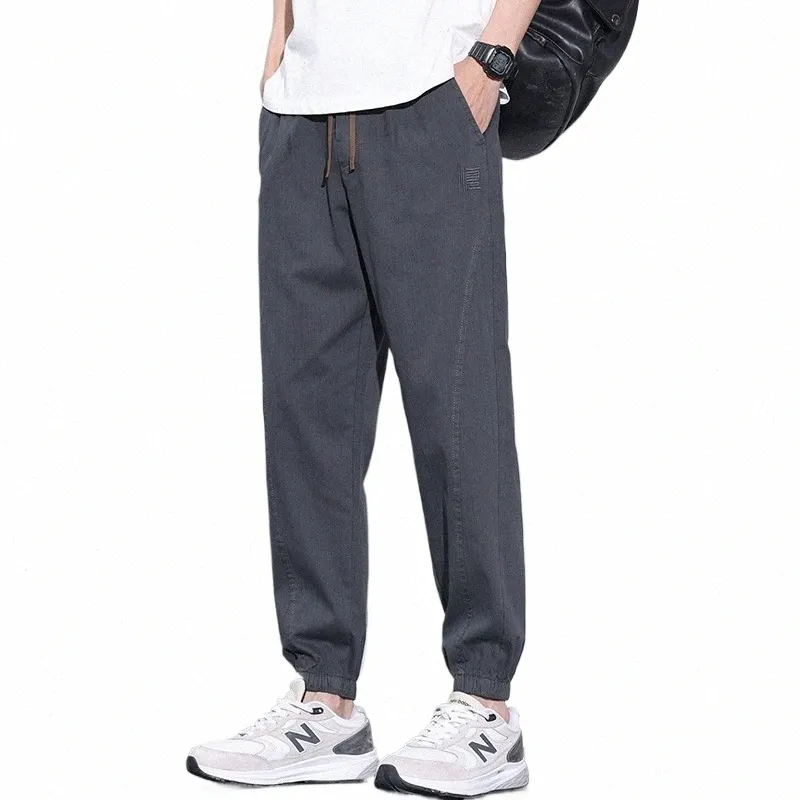 Primavera más nuevo hombre pantalones fi media cintura casual deporte pantalones de hombre elástico corbata pies y2k ropa para jóvenes ropa de hombre suelta k63s #