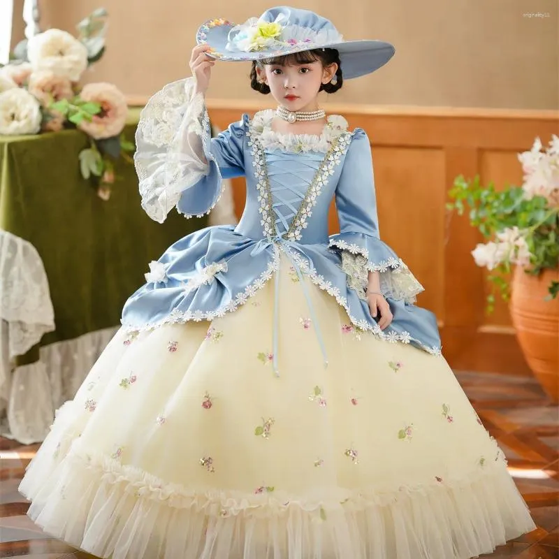 Fille habille haut de gamme de la cour medievale baby fleur enfants princesse baroque bal anniversaire halloween fete robes de fete