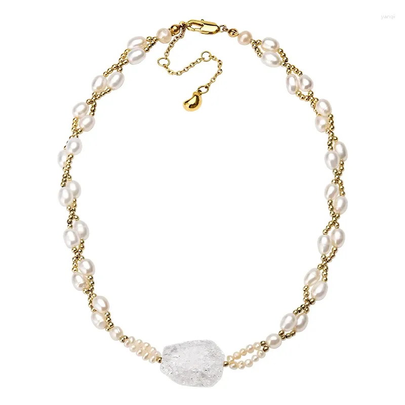 Pendants Fresh Water Pearl Twisted Chain Choker Necklaces For Women Gold Color Chunky Necklace Fashion Jewelry OEM