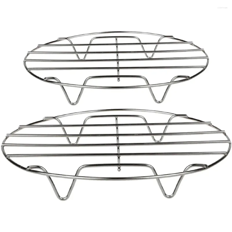 Caldeiras duplas 2 peças grelha a vapor de aço inoxidável multifuncional rack de ovo panela suporte de panela suporte de panela para cozinhar alimentos cozinha