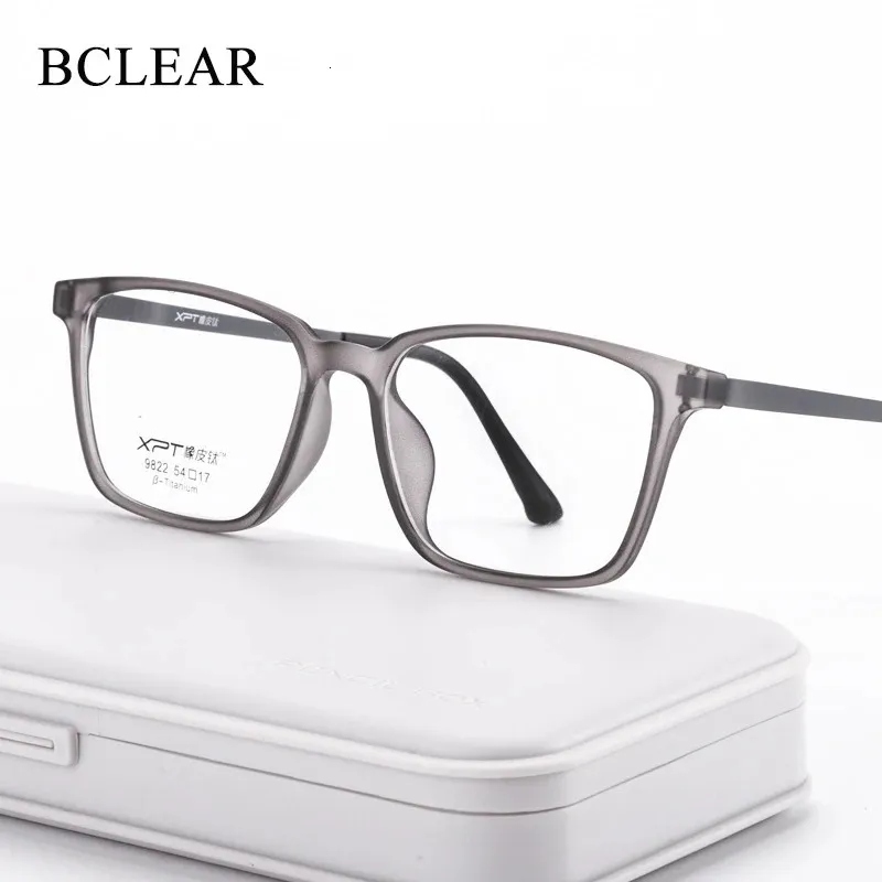 BCLEAR Optical Glasses Frame Men Ultralight Pure Women Transparent Square Big Prescription 240322