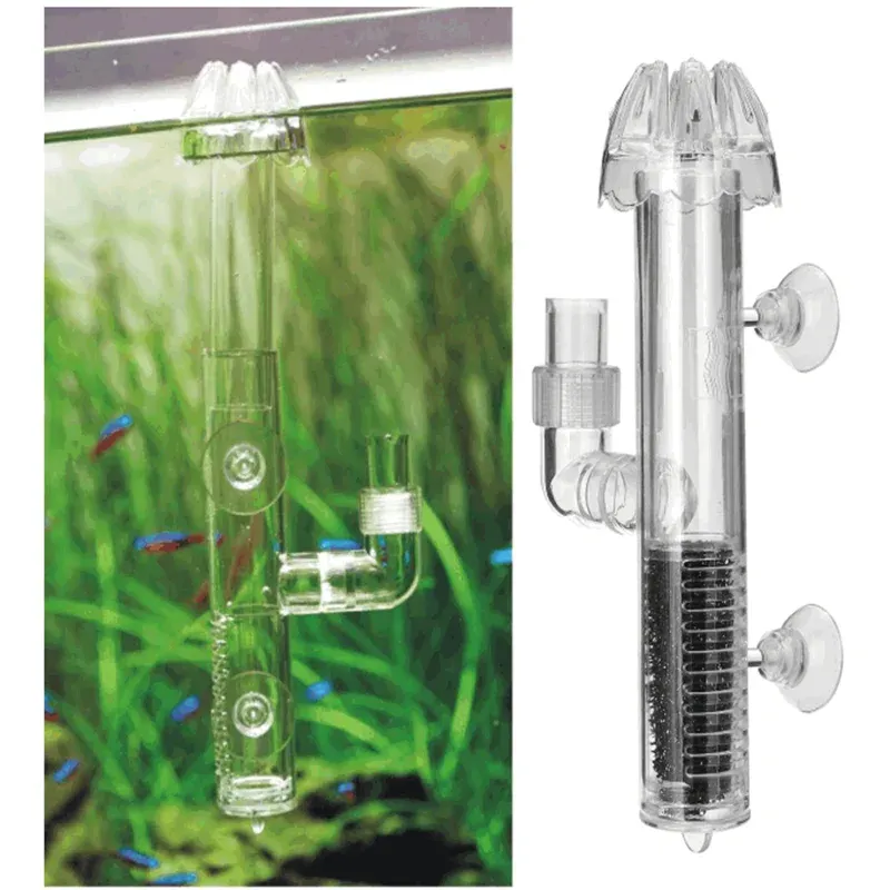 Accesorios HONGYI Superficie de acrílico del acuario para el tanque de peces Skimmer de proteínas Filtro de aceite Planta de agua Pistilo Diseño de cabeza flotante Forma de hélice