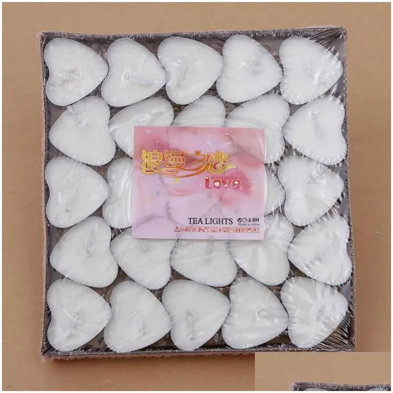 Bougies de thé sans fumée rondes paraffine Valentine cadeau anniversaire amour bougie romantique décoration livraison directe maison jardin décor Dhwhk