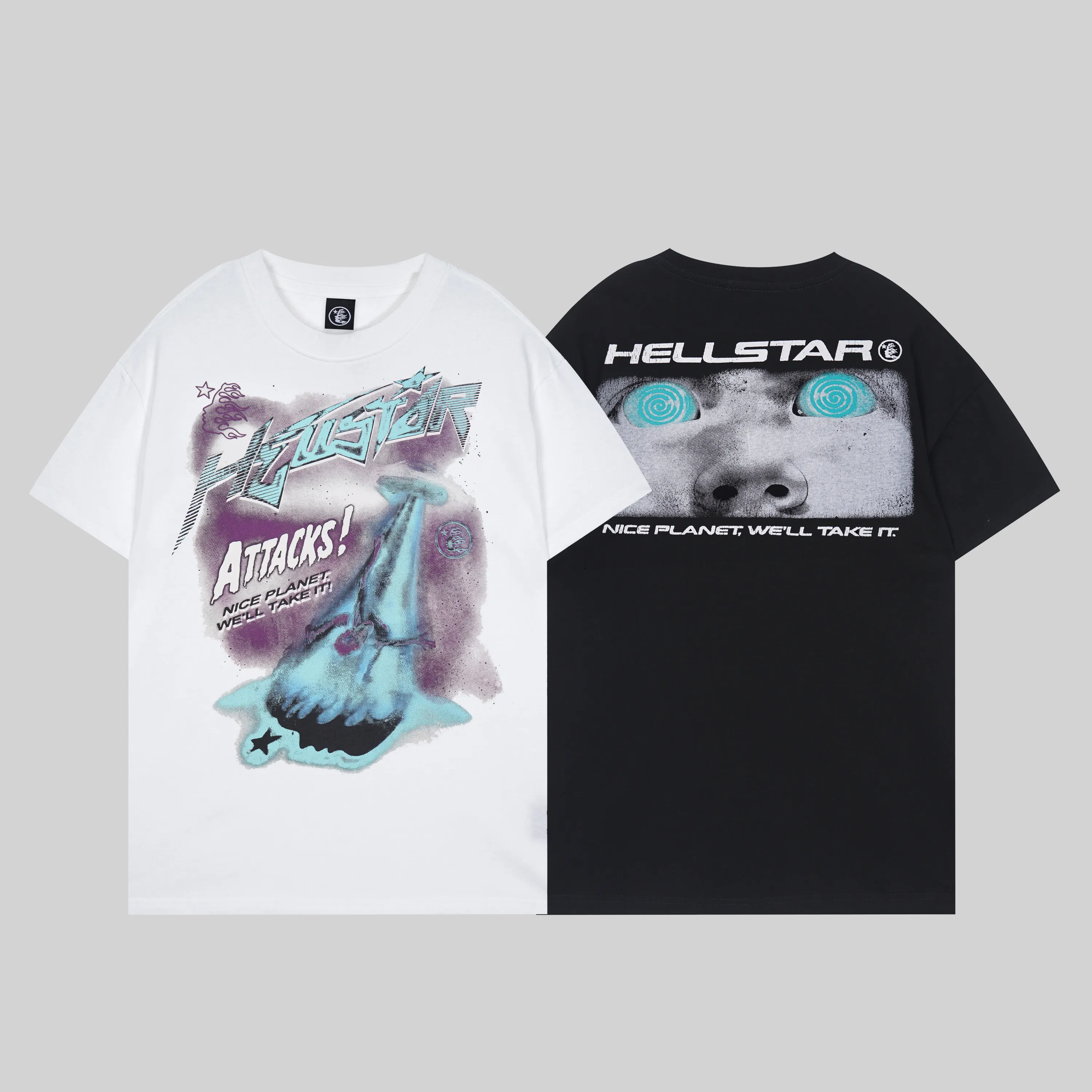 рубашка hellstar дизайнерская мужская футболка американского модного бренда высшего качества с принтом Alien письмо hellstar мужская с коротким рукавом уличная молодежь хип-хоп топ hellstar с коротким рукавом