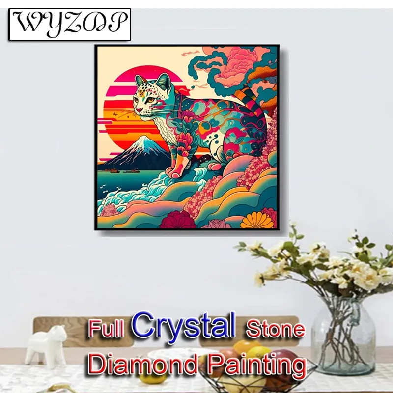 Ścieg 5d DIY Full Square Crystal Diamond Painting Cat Mosaic Hafdery Cross Stitch Kit Docer Docer Crystal Diamond Art Bezpłatna wysyłka