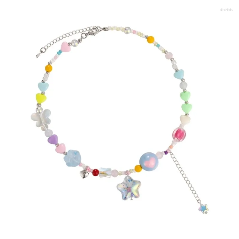 Pendanthalsband Bohemian Beaded Heart Star Halsband färgad fröpärla högklassig