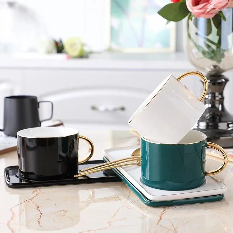 Muggar Creative Gold Scandinavian Ceramic Coffee Cup Set Breakfast Plate Mugg Printing