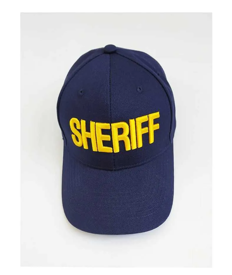 Ball Caps US Sheriff Yellow Embroidered Baseball Hat Hip Hop Fashion Outdoor Sunshine Hat Dark Blue Adjustable Sports Hat J240325