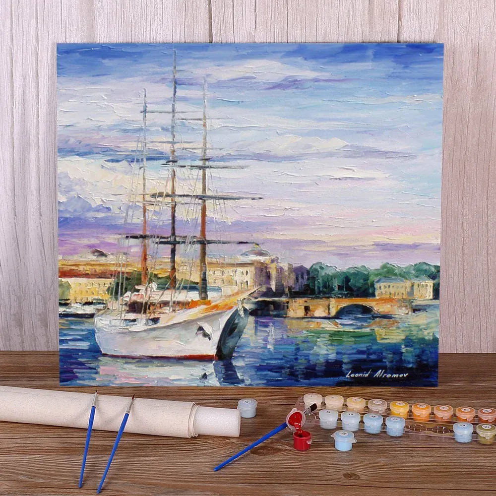 Nummer Dream Navy Paint By Numbers Set Oil Paints 40*50 Oil Painting Home Decor volwassenen Groothandel Handwerktekening