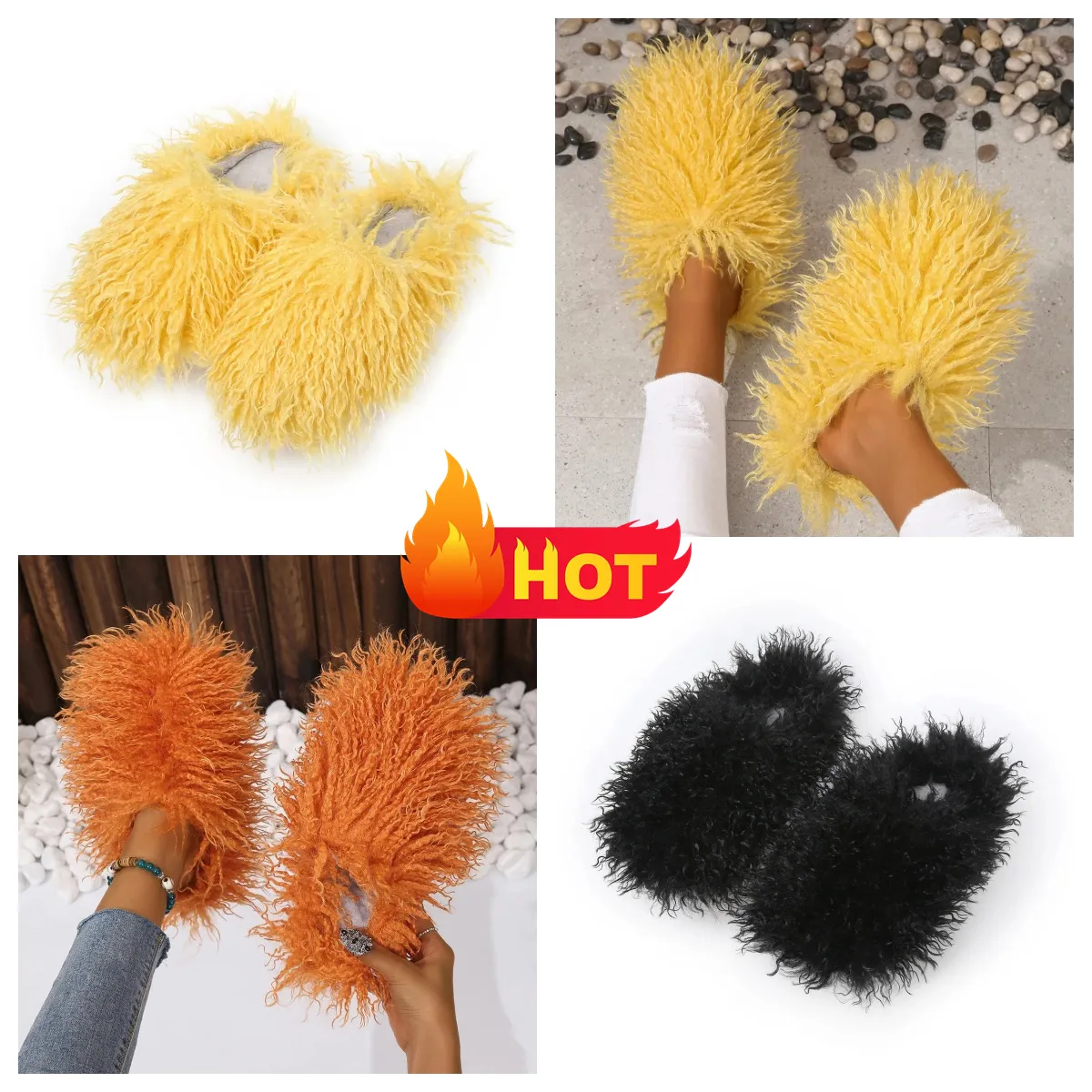 Slippers External Wear GAI Soft Bottom Home Women's Wholesale Flat popular Half pack slippers bigsize Fur Women Slippers Winter sweet Funny maomao style celebrity