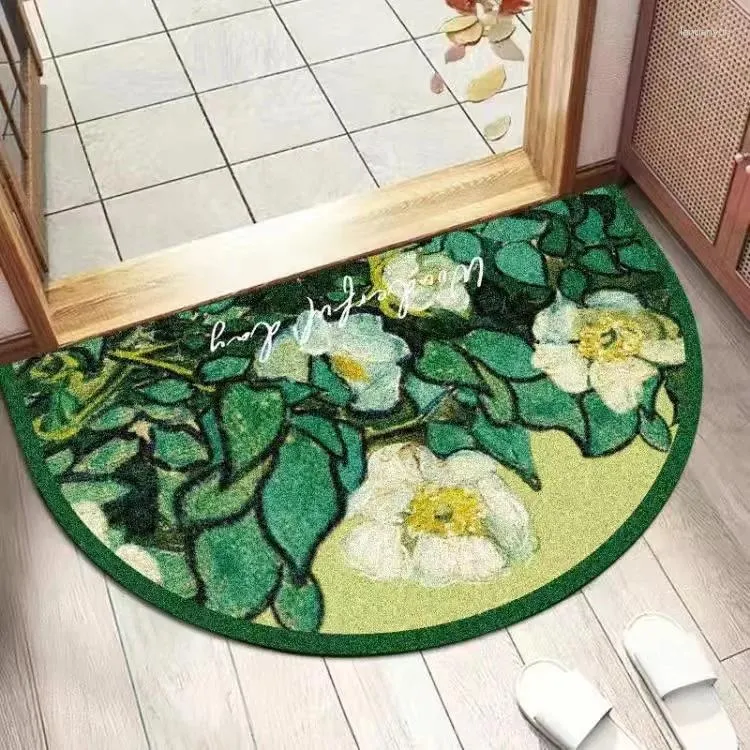 Carpets Household Oil Painting Flower Wire Loop Printed Floor Mat Bathroom Decor Carpet Non-Slip For Living Room Kitchen Welcome Doormat