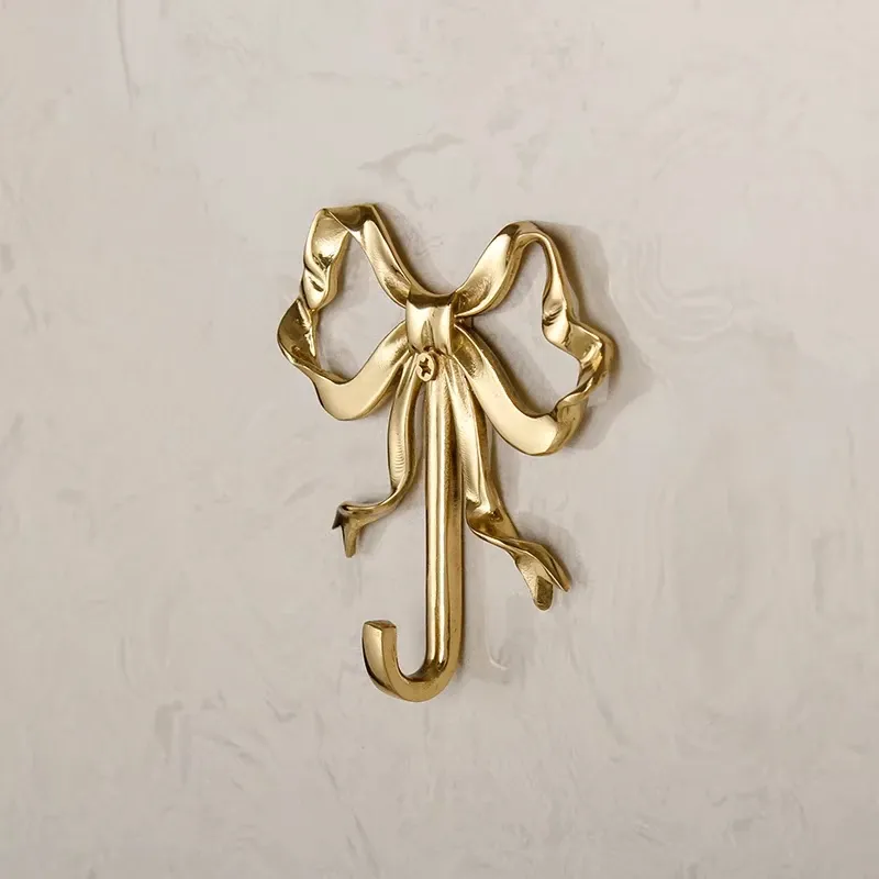 Rails Solid Brass Butterfly Knot Gold Hook for Hanging Keys Bags and Hats Home Decor Bedroom Wall Mounted Coat Hooks With Screws