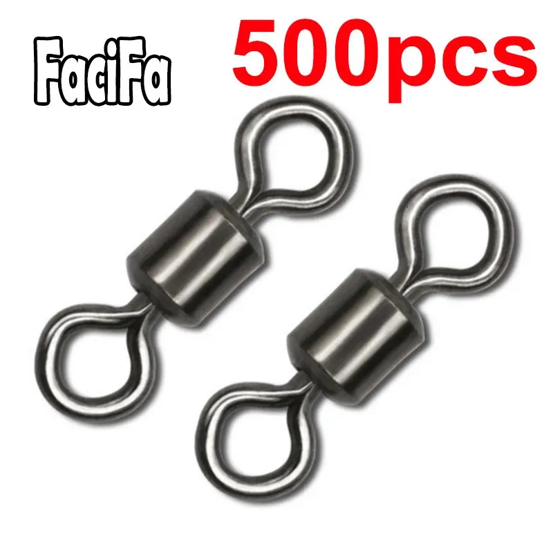 500pcs Swivel Swivel Fishing Connector Carp Accessories Carp Accessories Snap Fish -Hook Lure Сплошное кольцо 240312