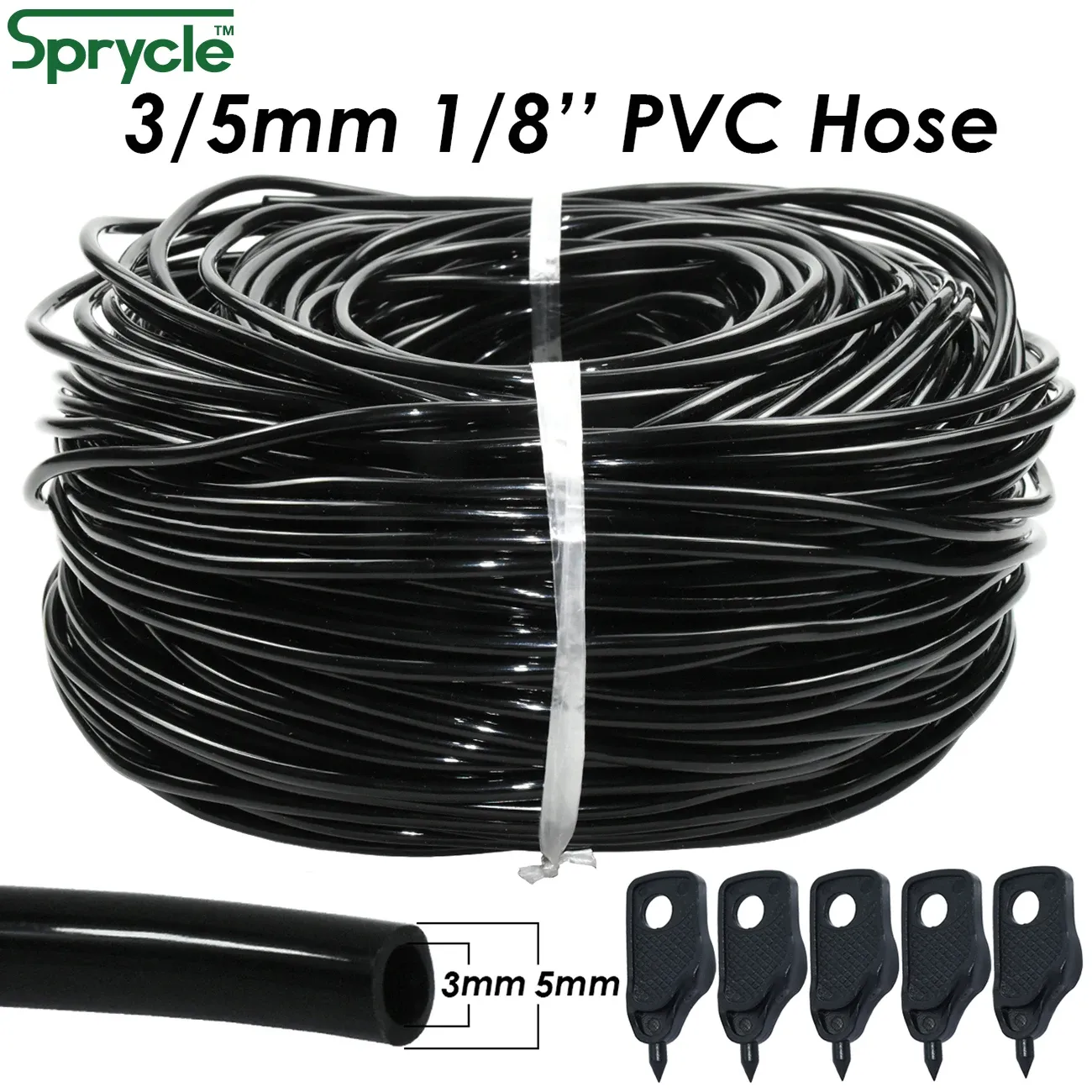 Sprutor Sprycle 10120m 3/5mm PVC Slang Mikro DRIP Irrigation System w/Puncher 1/8 '' Trädgårdsrörrör PIRROW DRIPPER Växter växthus