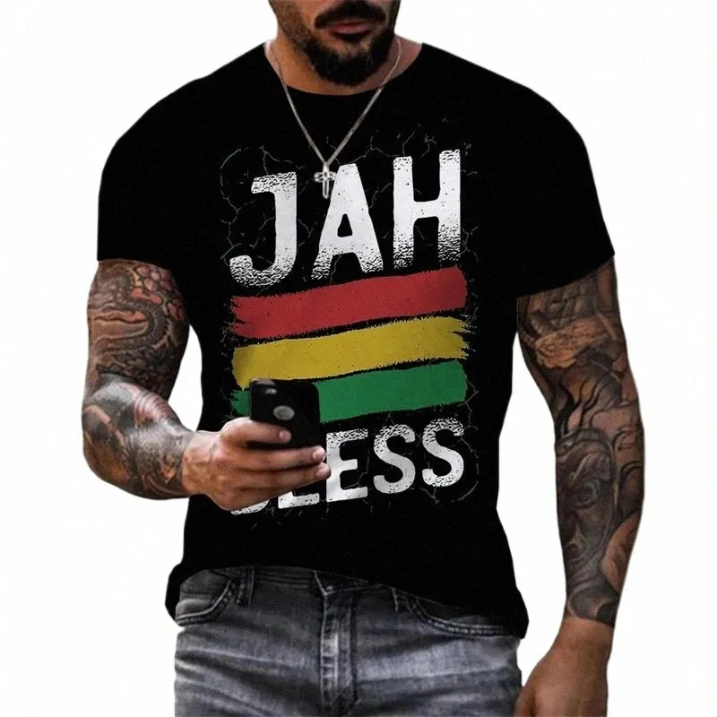 2023 New Fi Persality 3D Unisex Street Leisure Reggae Round Neck Short Sleeve Men's T-shirt Large T-shirt Top Clothing f6VB#