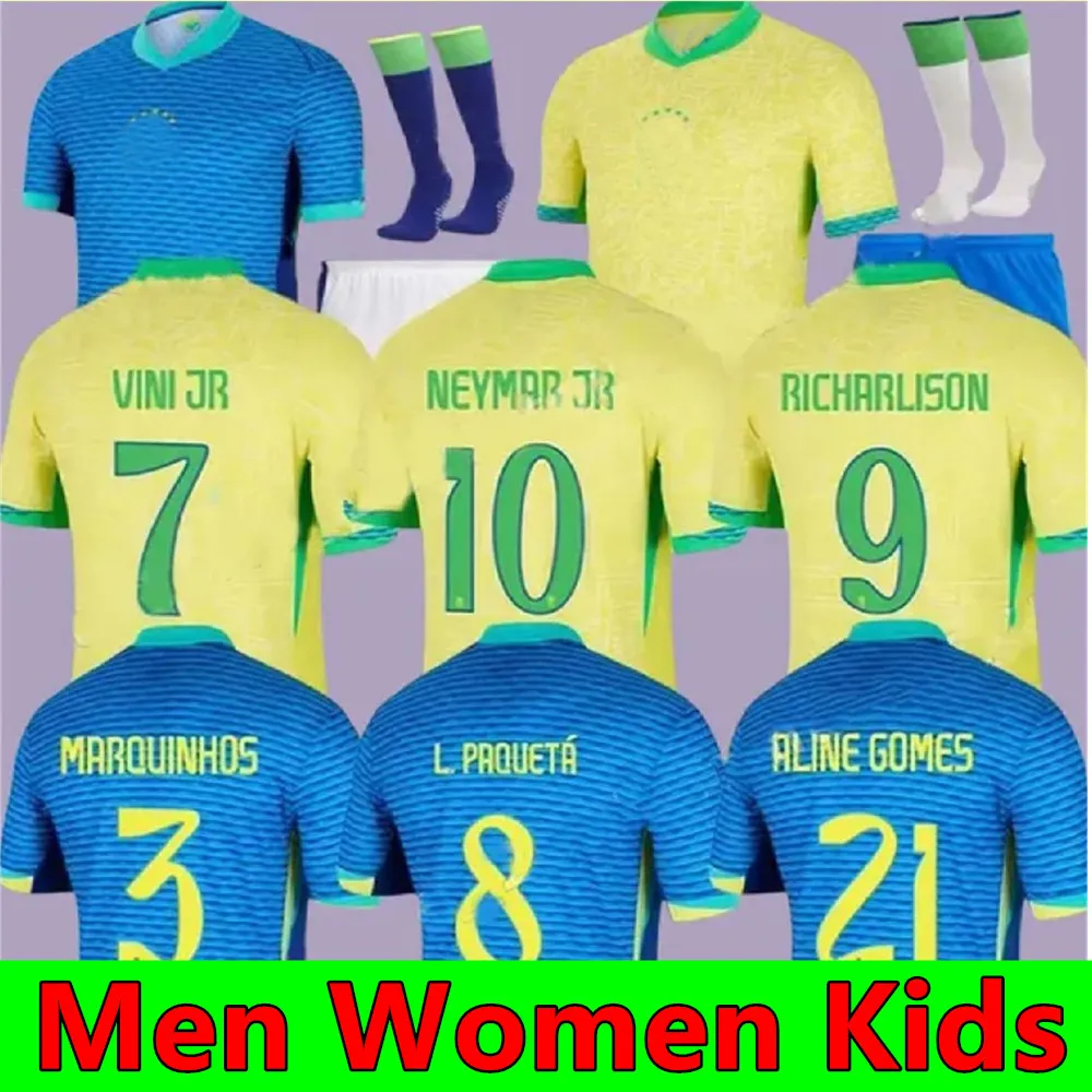 2024 Braziliës voetbaltruien camiseta de futbol paqueta raphinha voetbal shirt maillots marquinhos vini jr brasil richarlison mannen kinderen vrouw