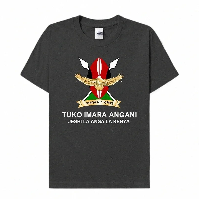 Air Force Republic of Kenya Kenyan KEN cott T-shirt a maniche corte nuova maglietta country estiva Esercito Tattico Militare 01 f2Jk #