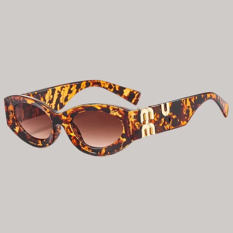 Óculos de sol femininos finos pc material grosso leopardo padrão espelho pernas mui mui óculos de luxo alta aparência lente gradiente quadrada uv400 óculos quentes hj085 C4