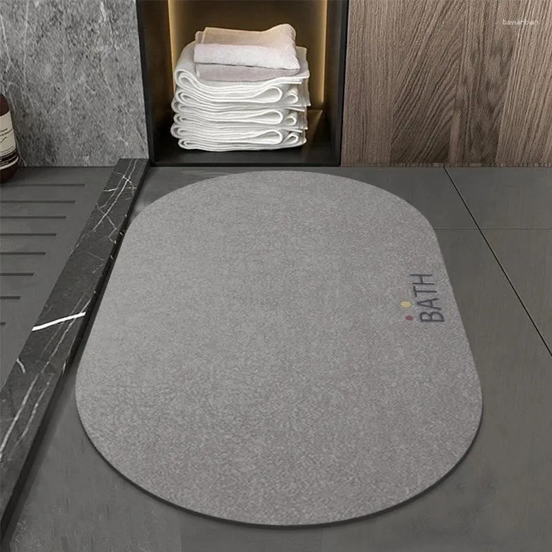 Tapis de bain Super absorbant, tapis de salle de bain, pied elliptique antidérapant, tapis de douche en Diatomite, paillasson d'entrée de sol solide