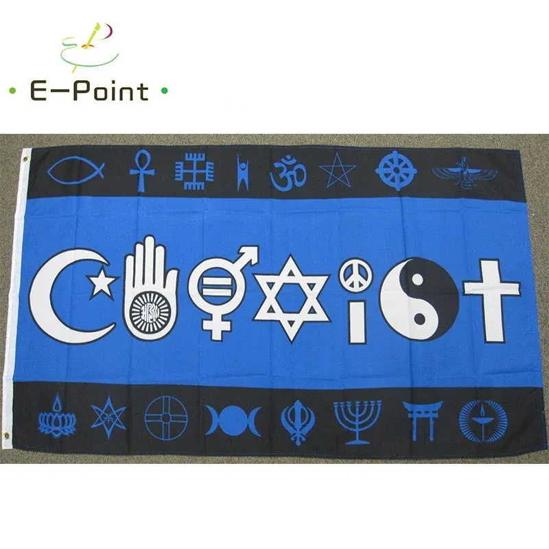 Zubehör Coexist Flagge Frieden Religion Menschenrechte 2 Fuß * 3 Fuß (60 * 90 cm) 3 Fuß * 5 Fuß (90 * 150 cm) Größe Weihnachtsdekorationen für Zuhause Flaggenbanner