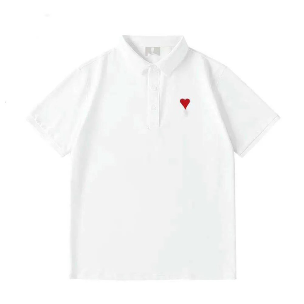 CHIRTES DESSIGNEMENTS Men Polo Shirt Fashion Heart broderie Graphic Tee Polo Colli